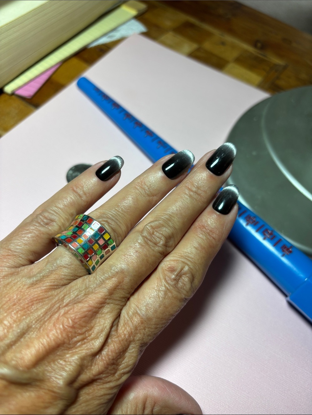Sterling silver mosaic ring